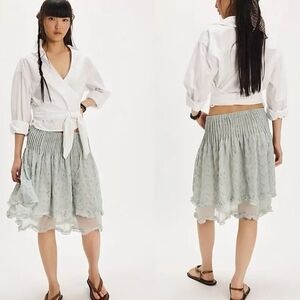 Free People Light Blue A-Line Skirt